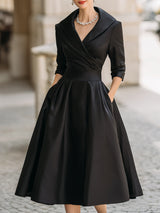 Wren | Shawl Collar A-Line Midi Dress