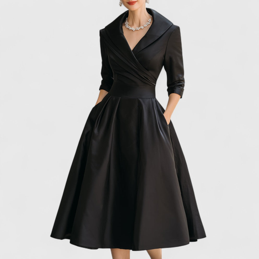 Lavinia | Pleated Collared Midi Dress