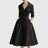 Lavinia | Pleated Collared Midi Dress