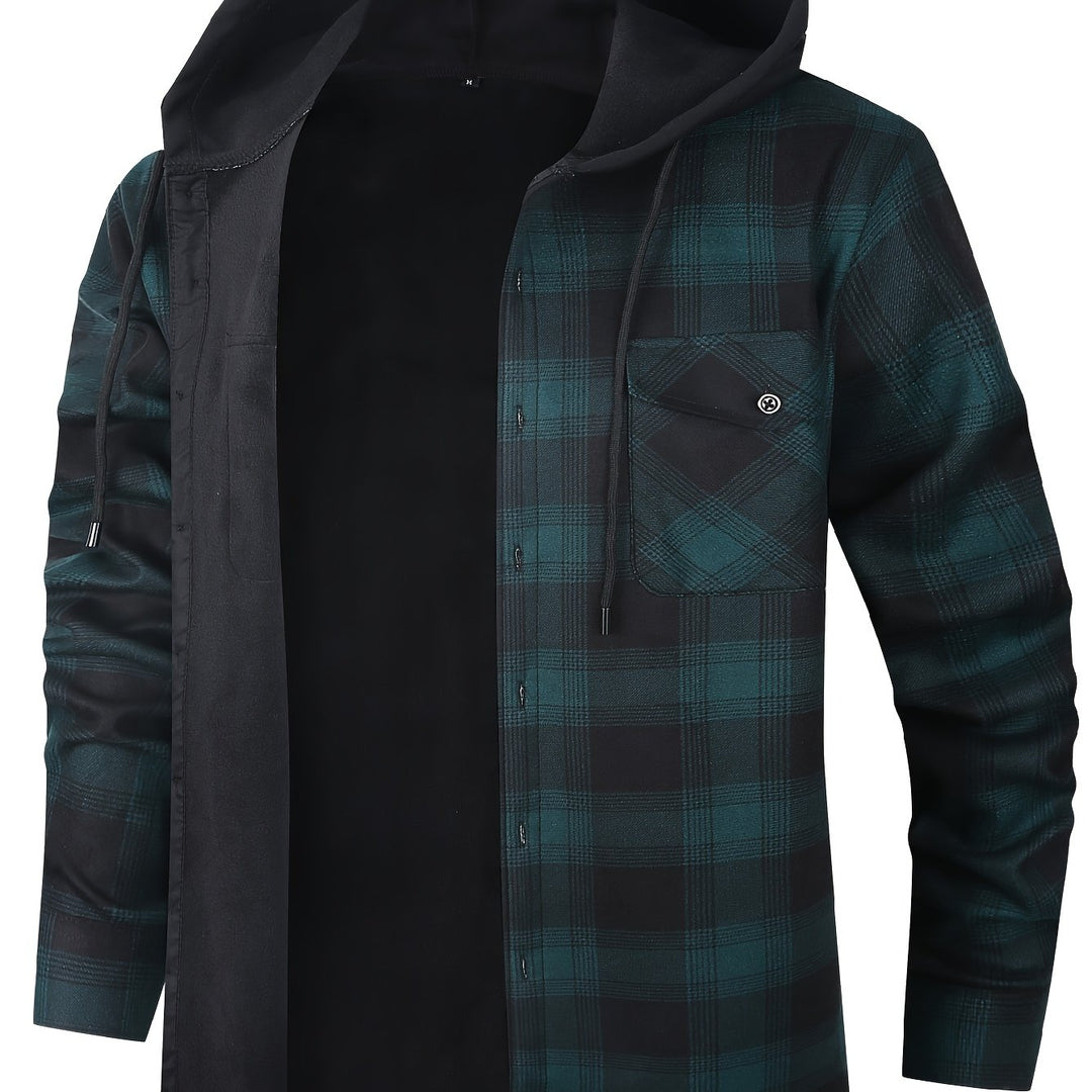 Nolan | Hooded Plaid Shirt Jacket