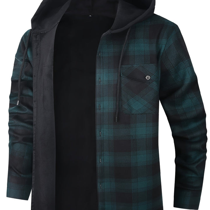 Nolan | Hooded Plaid Shirt Jacket