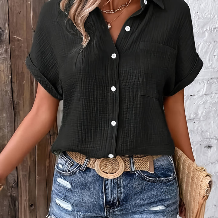 Harlow | Women's Textured Oversized Button-Up Shirt