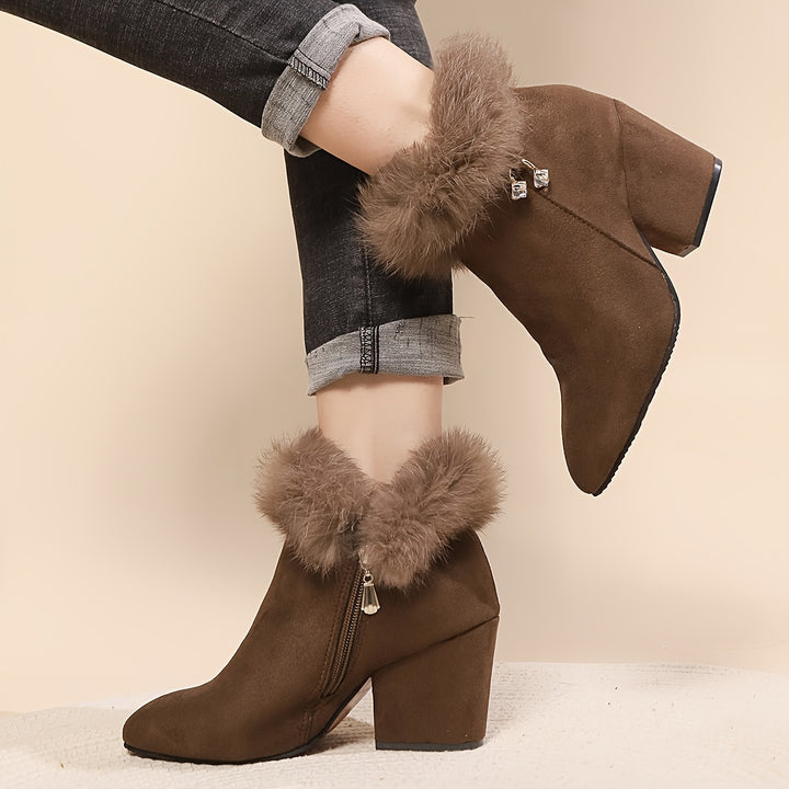 Katrina | Plush-Trimmed Heeled Ankle Boots