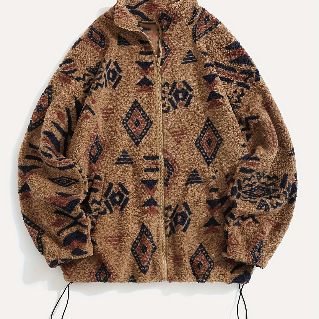Juno | Patterned Plush Zip-Up Jacket