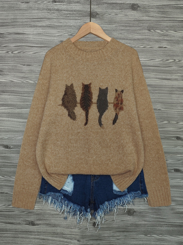 Lydia | Cozy Cat-Print Sweater