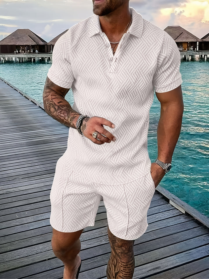 Solano | Men's Collar Button Placket Polo & Shorts Set