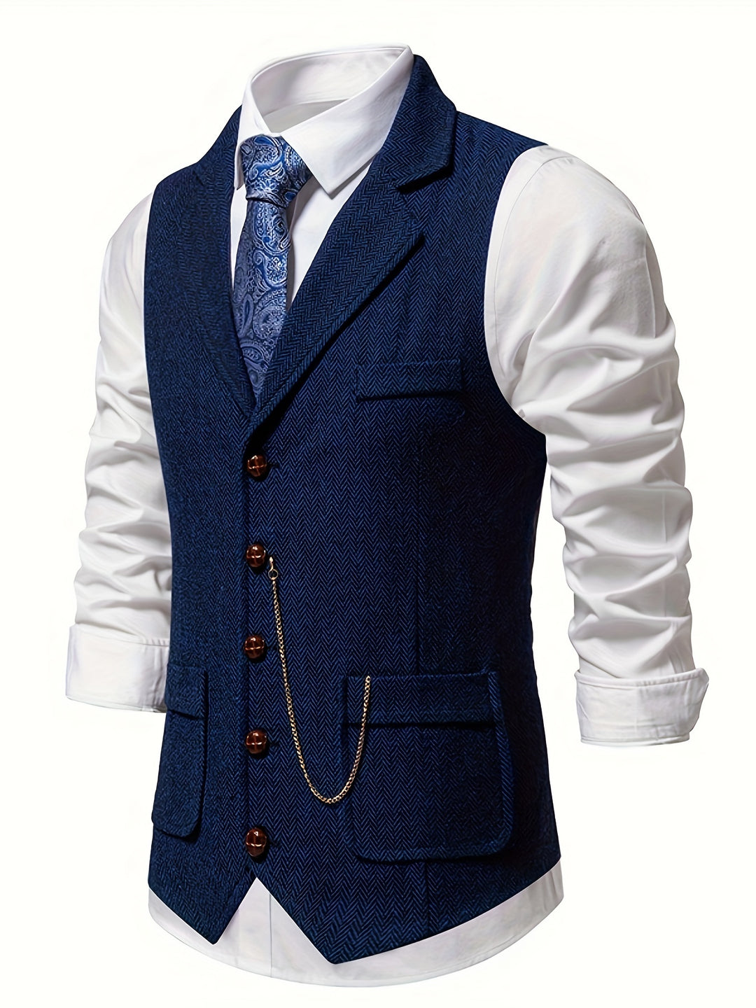 Edmund | Herringbone Single-Breasted Vest