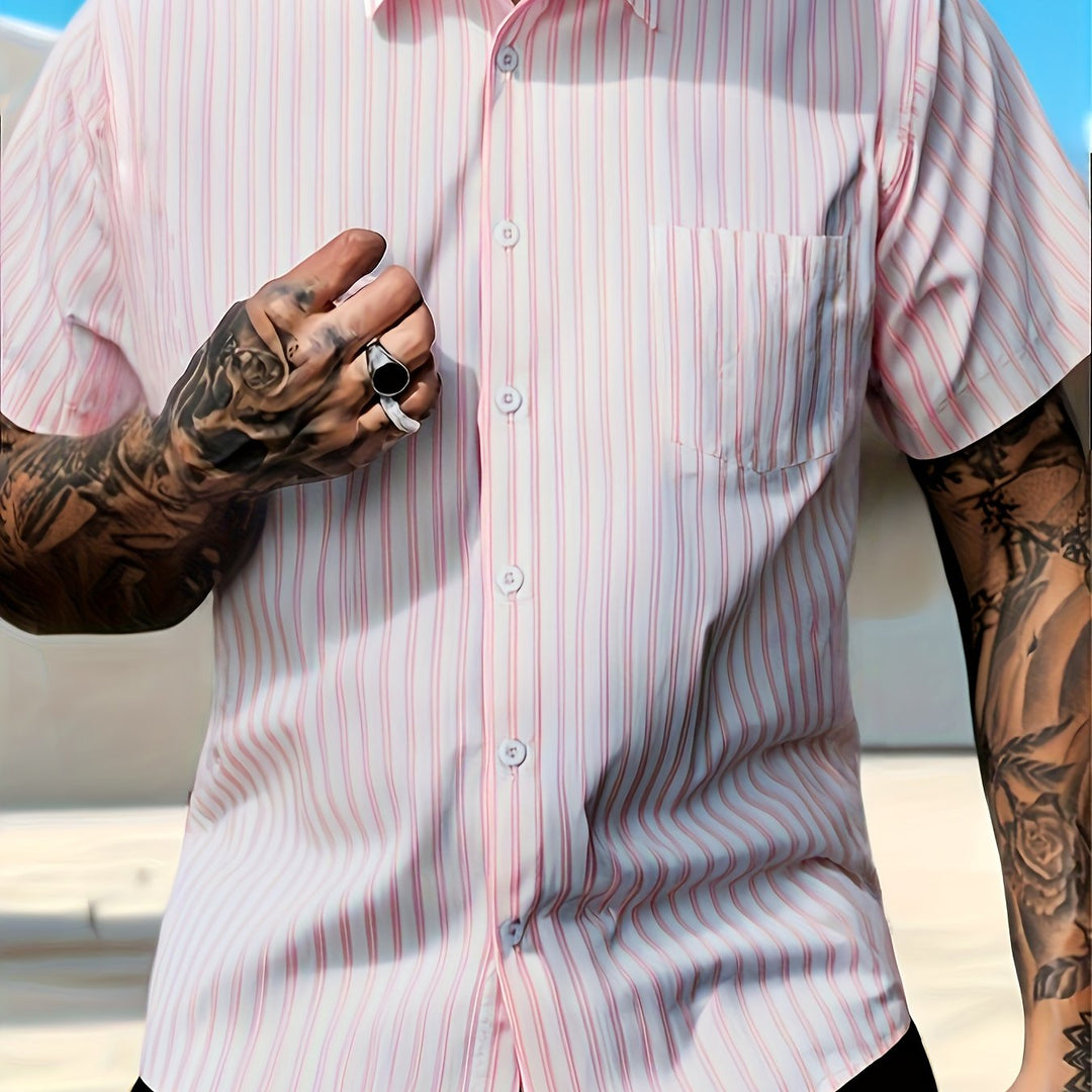 Miles | Men's Striped Lightweight Short Sleeve Shirt