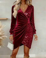 Isadora | Shimmering Wrap V-Neck Dress