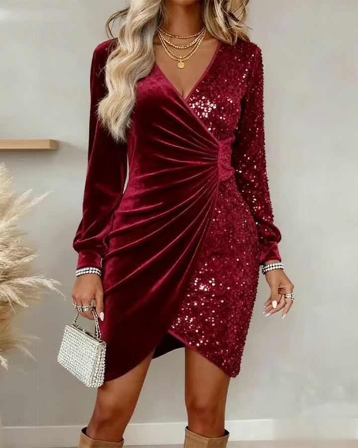 Isadora | Shimmering Wrap V-Neck Dress