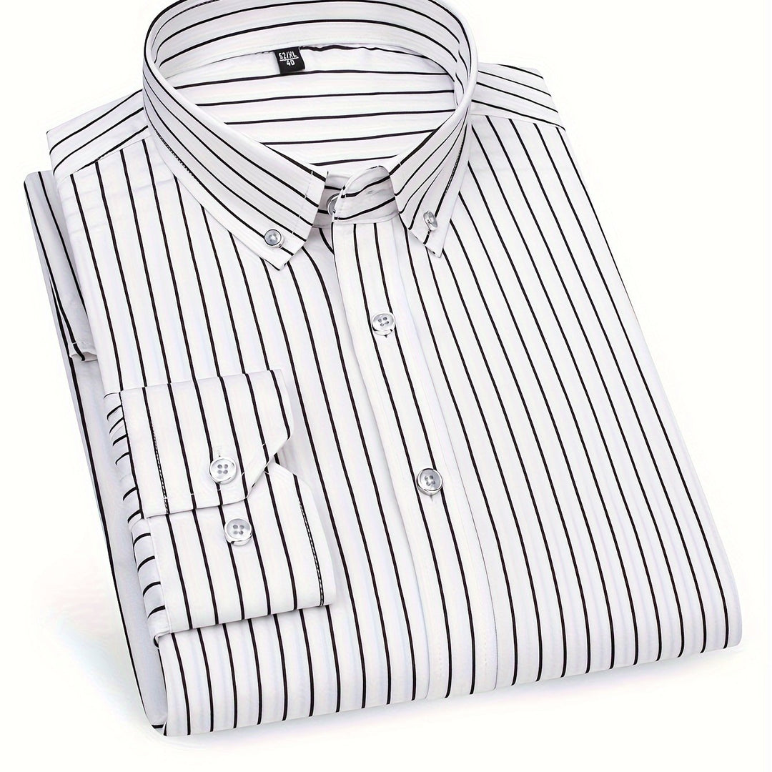 Stroud | Men's Slim Fit Bold Stripe Long Sleeve Dress Shirt