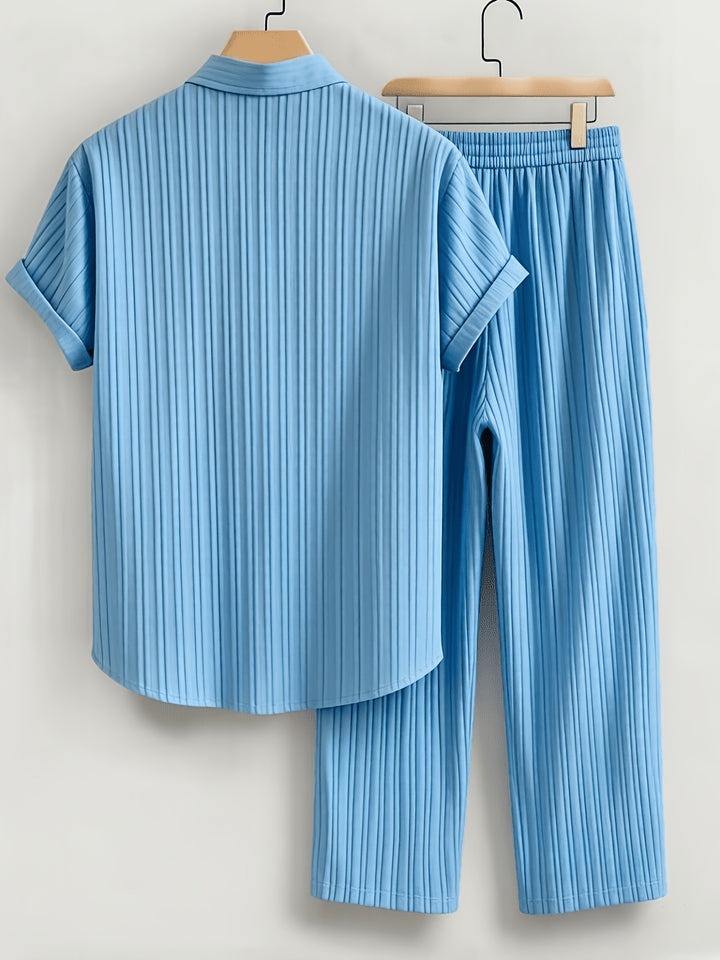 Patrick | Men's Textured Short Sleeve Shirt & Trouser Set