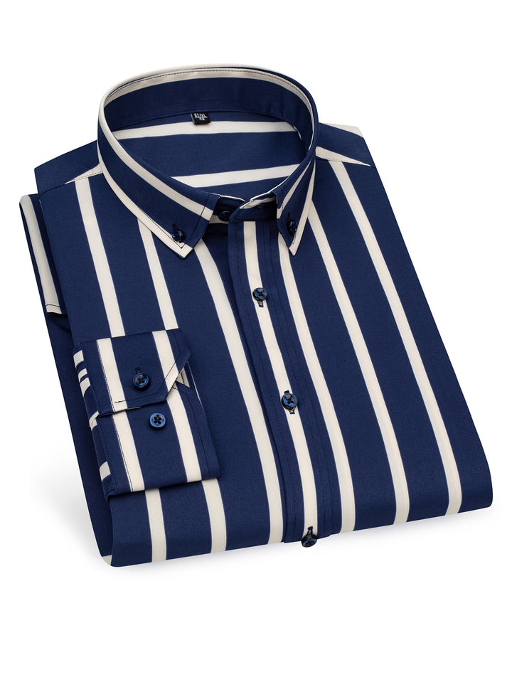 Stroud | Men's Slim Fit Bold Stripe Long Sleeve Dress Shirt