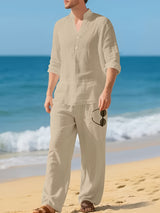 Faro | Men's Linen Long Sleeve Top & Trousers Set