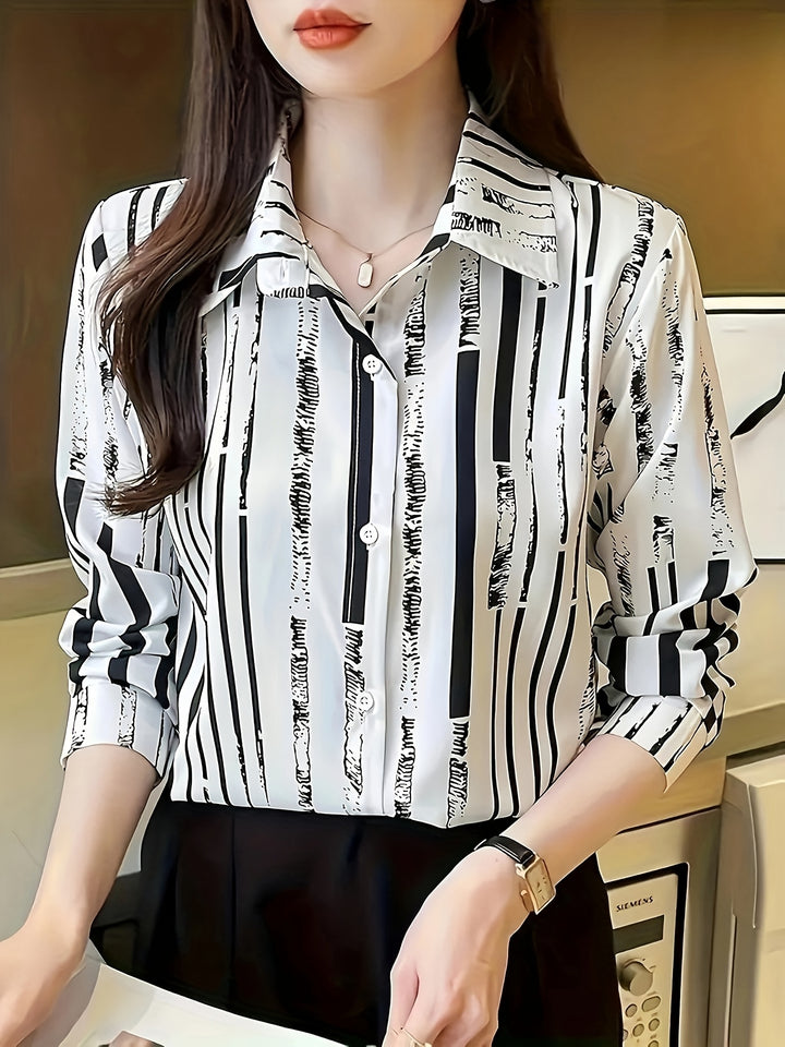 Celeste | Women's Multicolour Stripe Long Sleeve Button Shirt