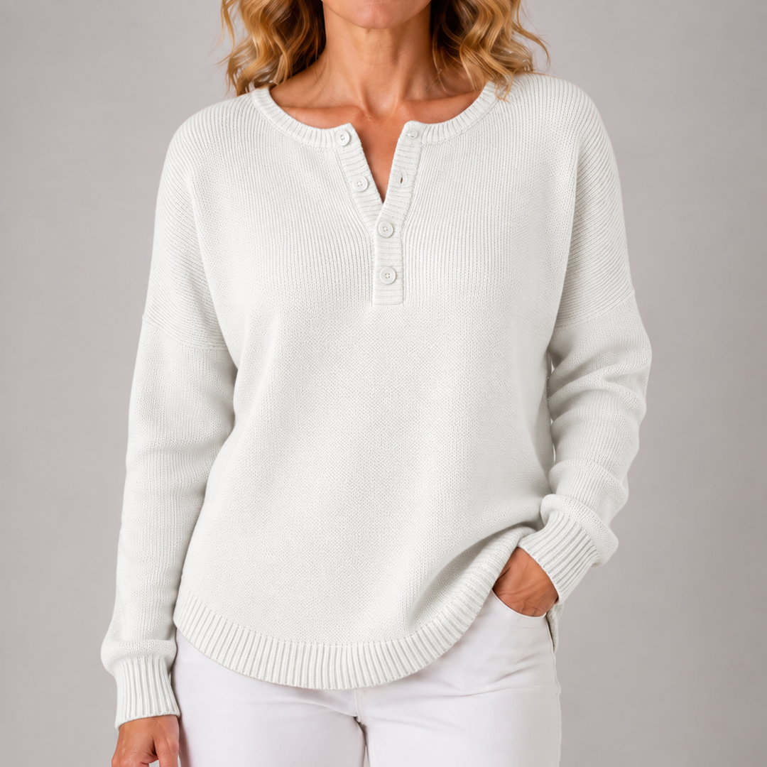 Carol | Classic Button Henley Sweater