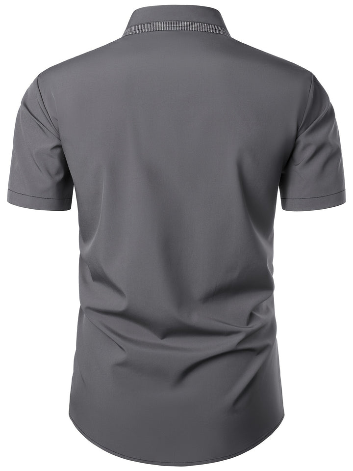 Ashford | Men's Contrast Check Collar Short Sleeve Shirt