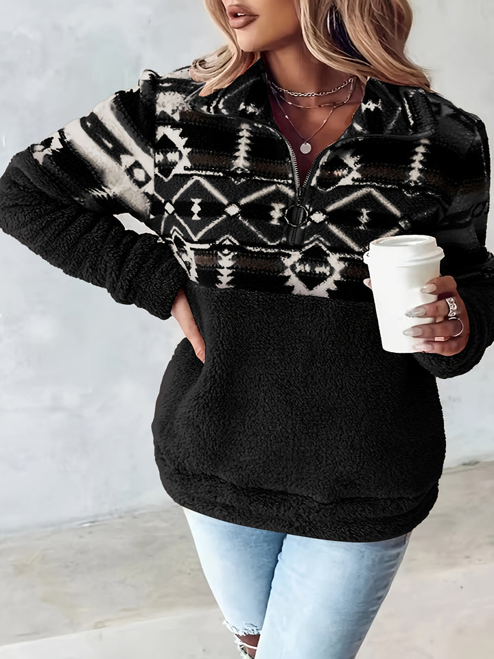 Sienna | Patterned Half-Zip Teddy Pullover
