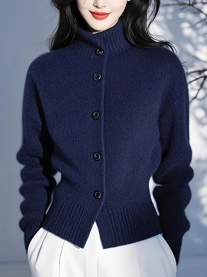 Seraphina | Button-Front Mock Neck Cardigan