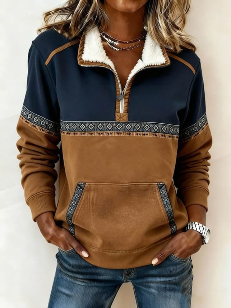 Cleo | Zip-Neck Colorblock Sweater