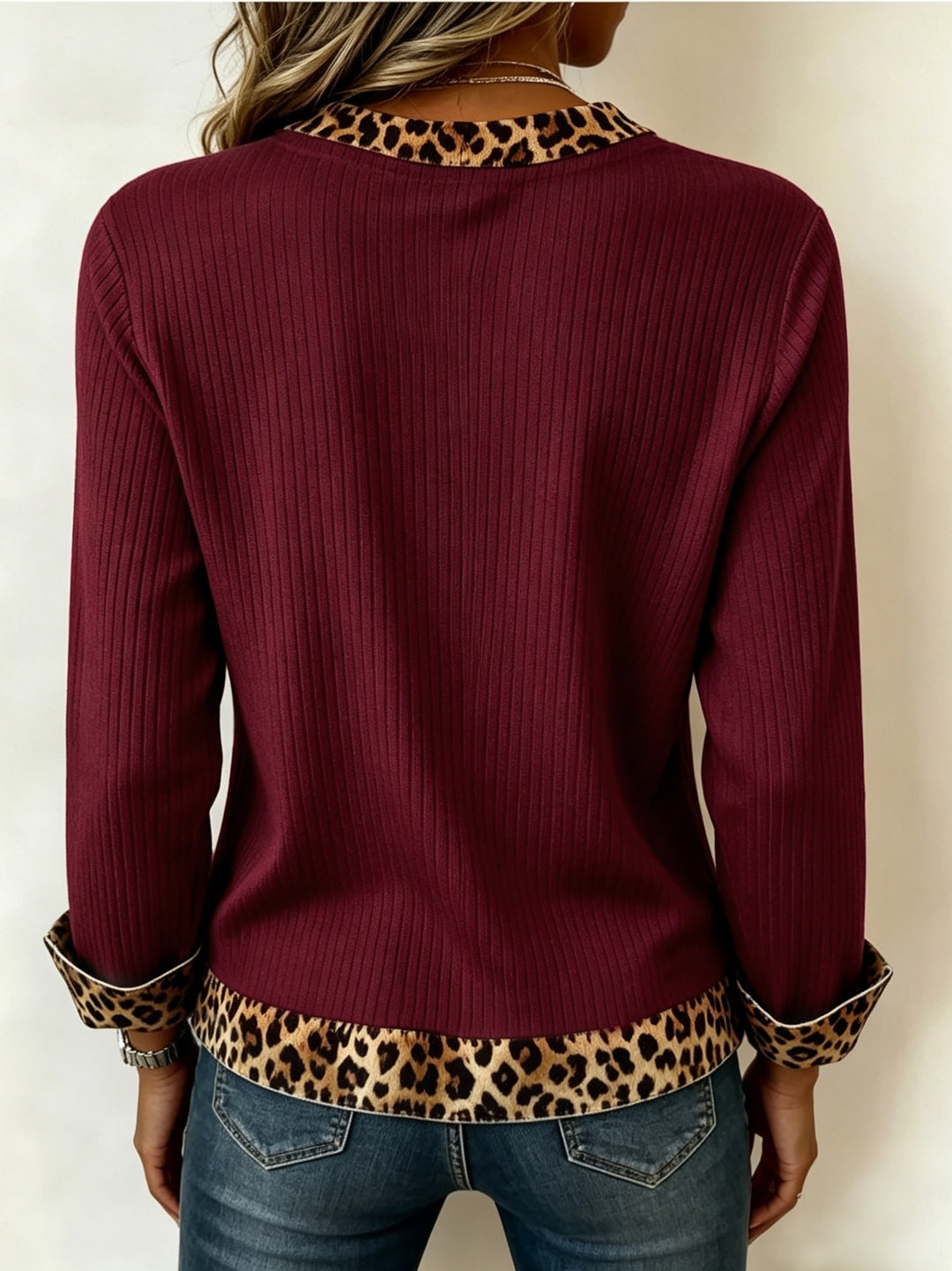 Elodie | Animal-Trim V-Neck Top