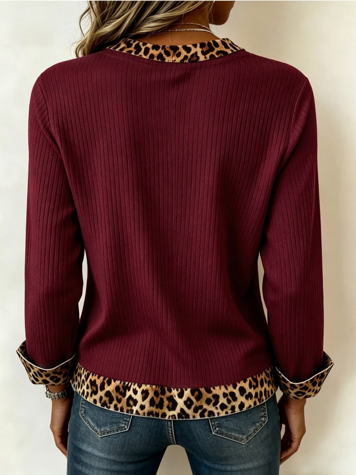 Elodie | Animal-Trim V-Neck Top