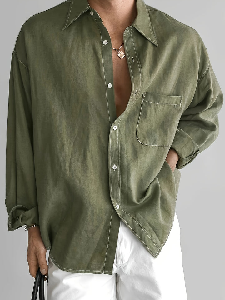 Stephen | Men's Loose Lapel Long Sleeve Shirt