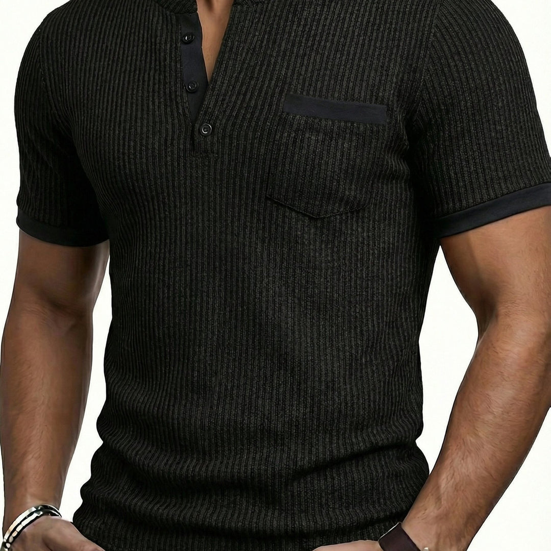 Barry | Men's Textured Knit Short Sleeve Henley