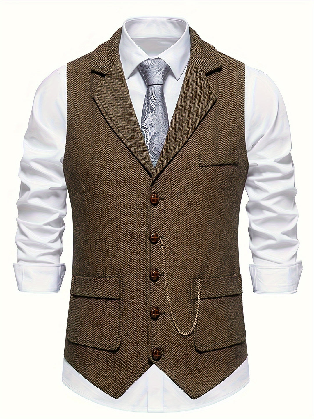 Edmund | Herringbone Single-Breasted Vest