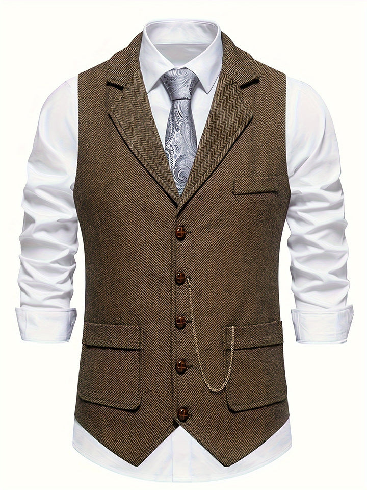 Edmund | Herringbone Single-Breasted Vest