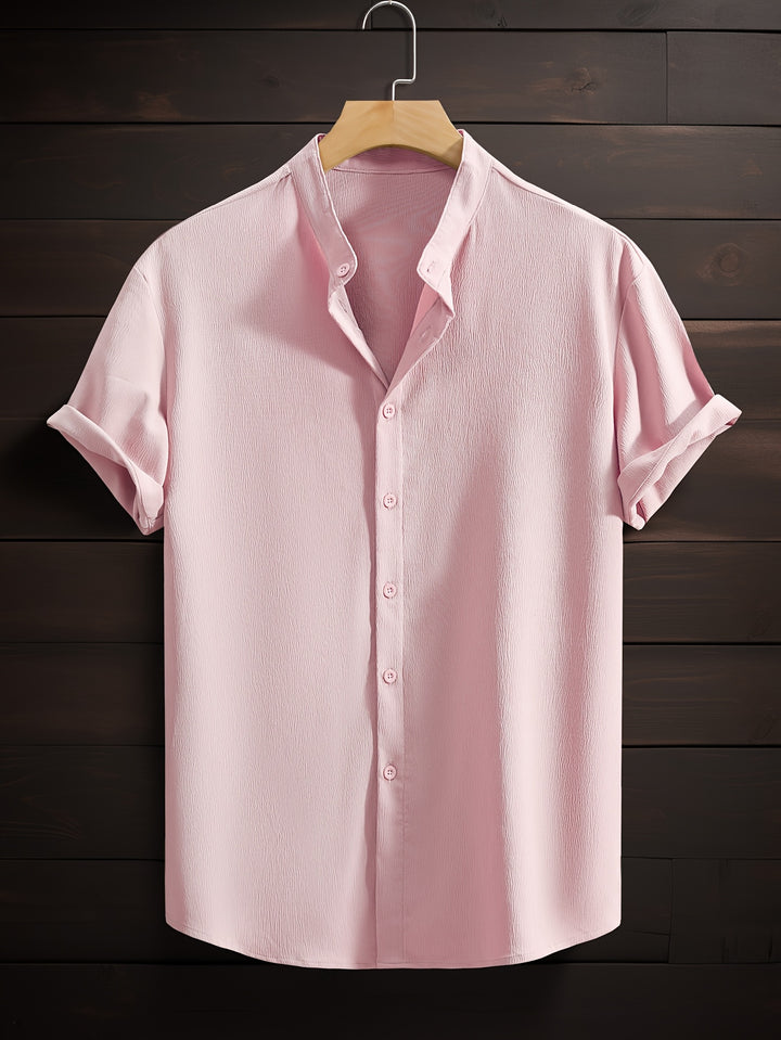 Harlan | Men's Textured Stand Collar Short Sleeve Shirt