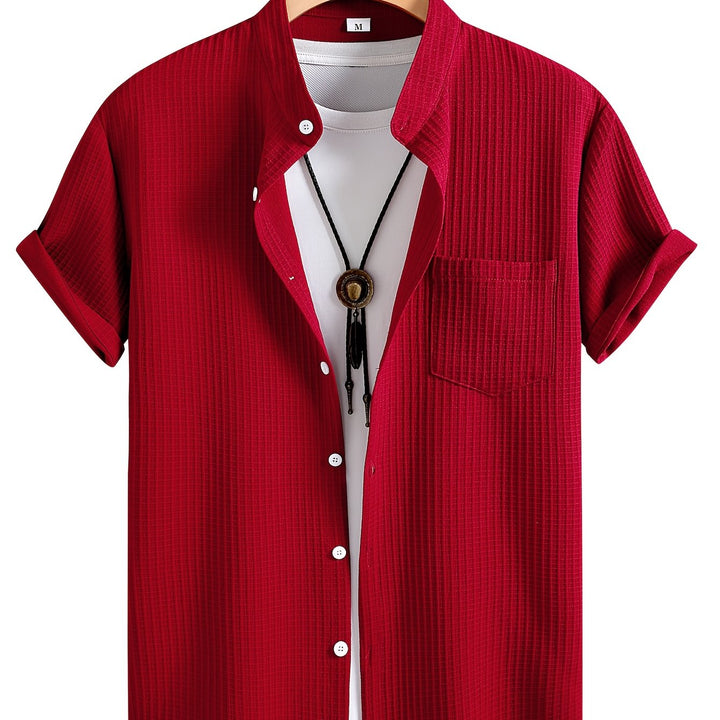Byron | Men's Waffle Stand Collar Short Sleeve Shirt