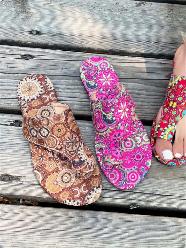 Bethany | Bohemian Print Slide Sandals
