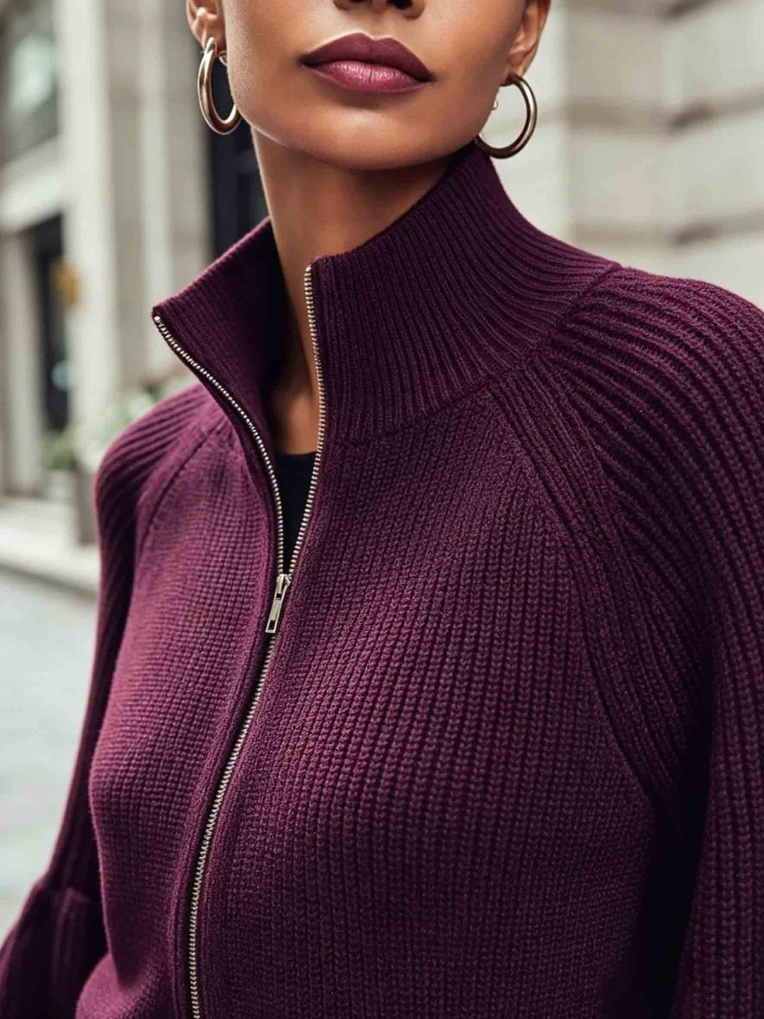 Margery | Sculpted Zip-Up Cardigan