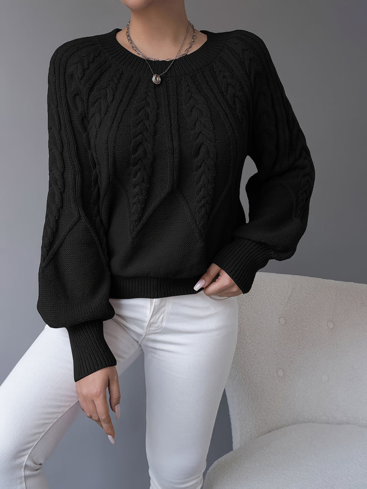 Waverly | Cable-Knit Lantern Sleeve Sweater