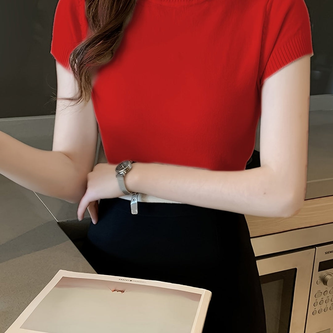 Josephine | Refined Mock-Neck Short-Sleeve Top
