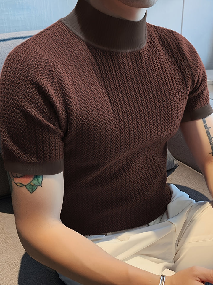 Kevin | Men's Ribbed Knit Mock Neck T-Shirt