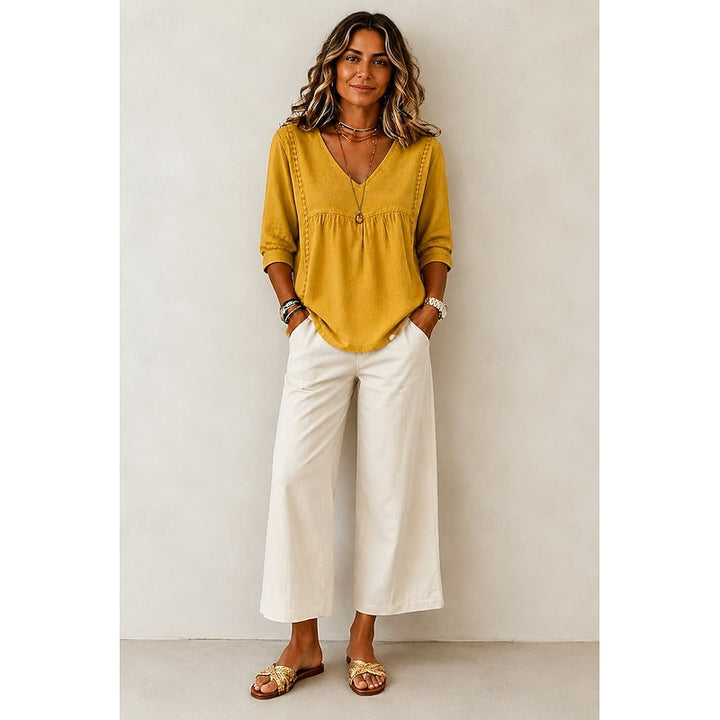 Evelyn | Relaxed Bohemian V-Neck Blouse