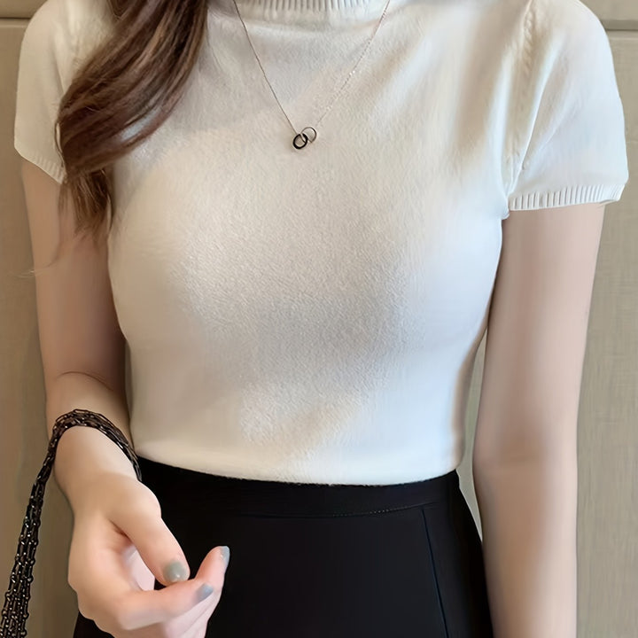 Josephine | Refined Mock-Neck Short-Sleeve Top