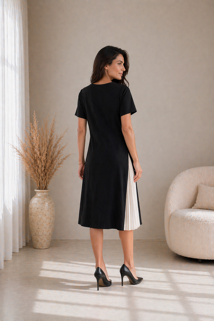 Giselle | Pleated Panel Midi Dress