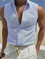 Beau | Men's Seersucker Sleeveless Shirt
