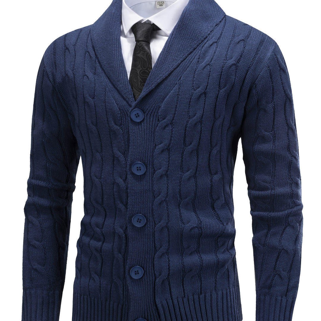 Edmund | Cable-Knit Shawl Collar Cardigan