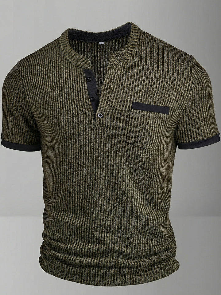 Barry | Men's Textured Knit Short Sleeve Henley