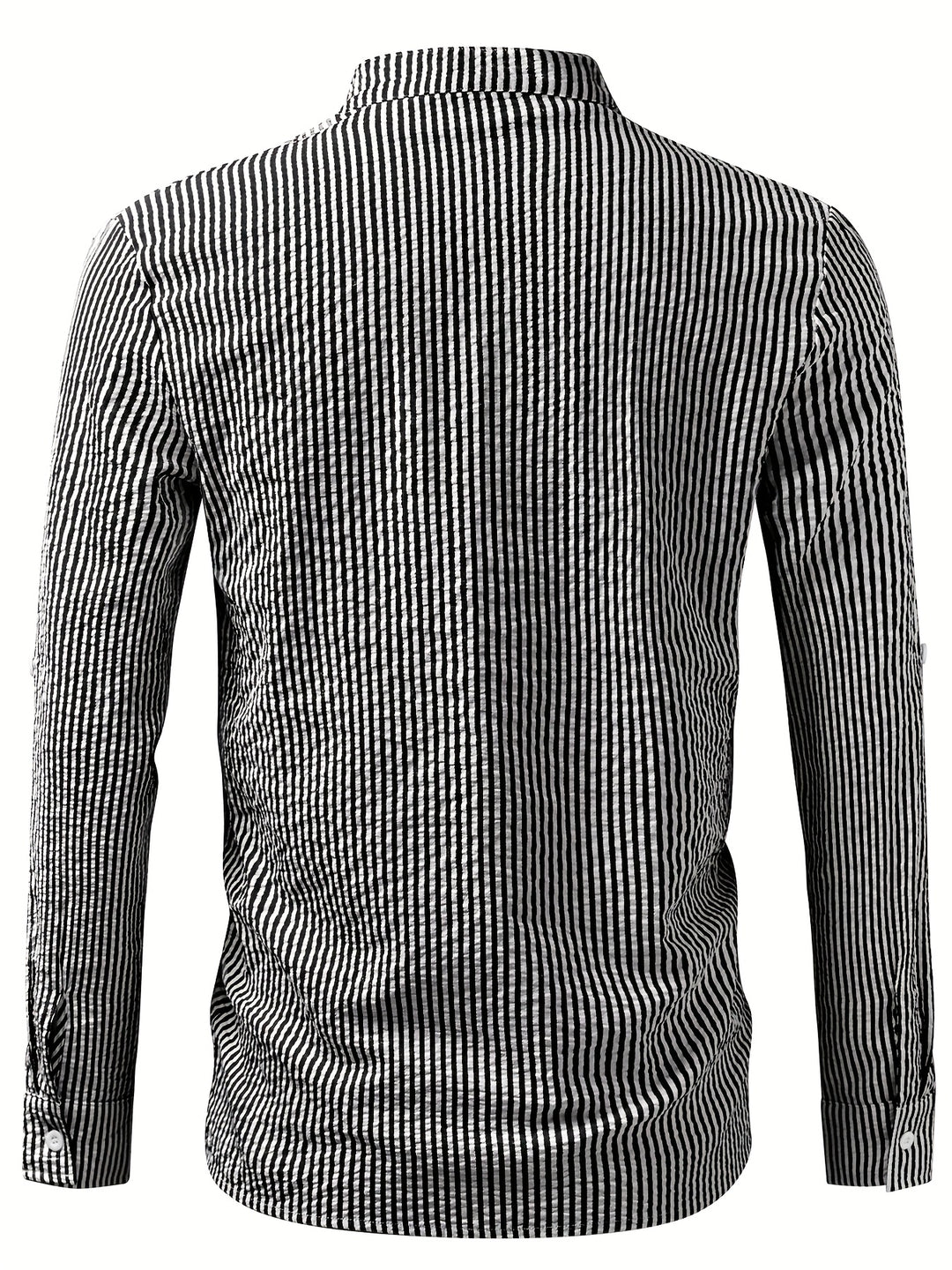 Rowan | Men's Band Collar Long Sleeve Stripe Shirt