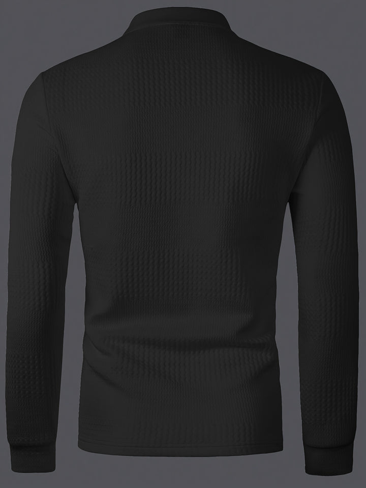 Weston | Textured Long Sleeve Polo Shirt
