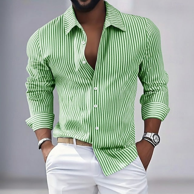 Adrian | Men's Vertical Stripe Long Sleeve Shirt