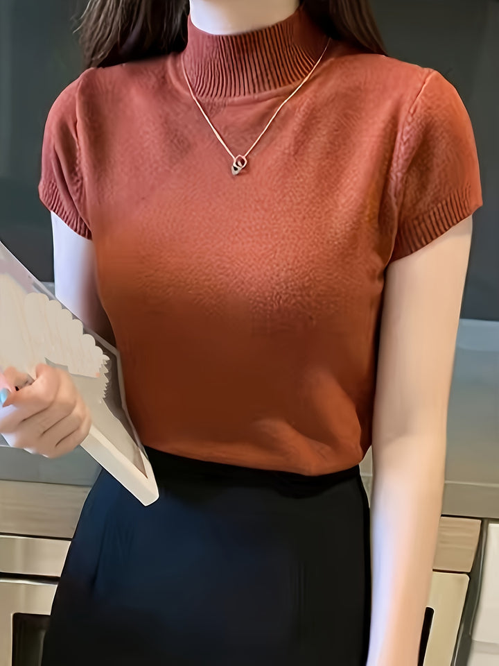 Marguerite | Refined Mock-Neck Short Sleeve Top