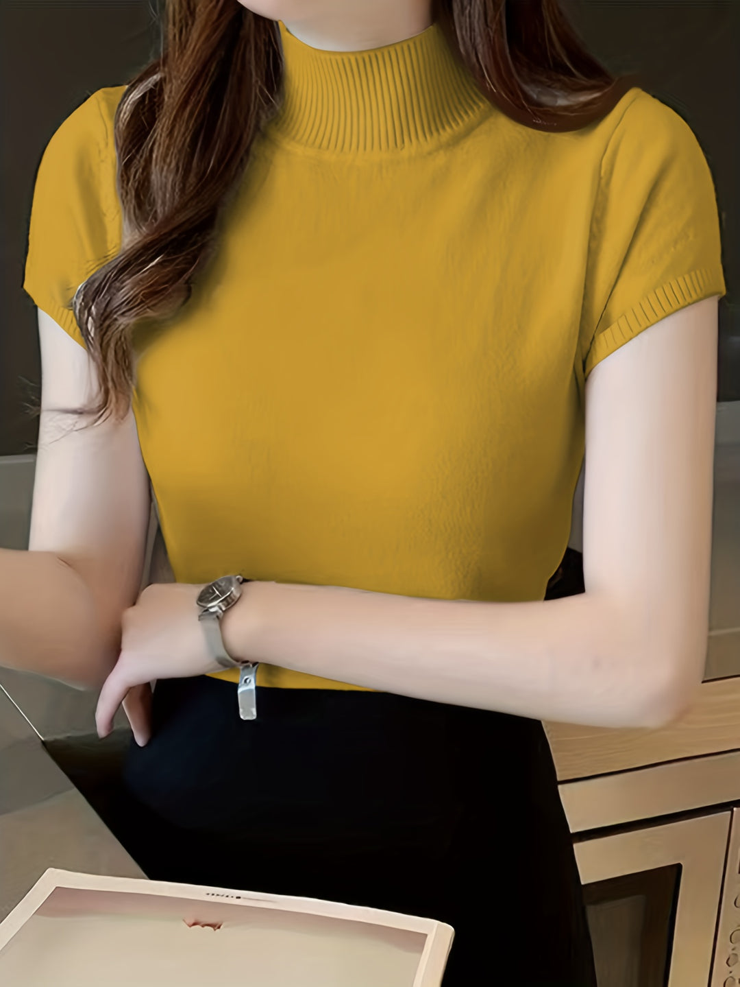 Josephine | Refined Mock-Neck Short-Sleeve Top