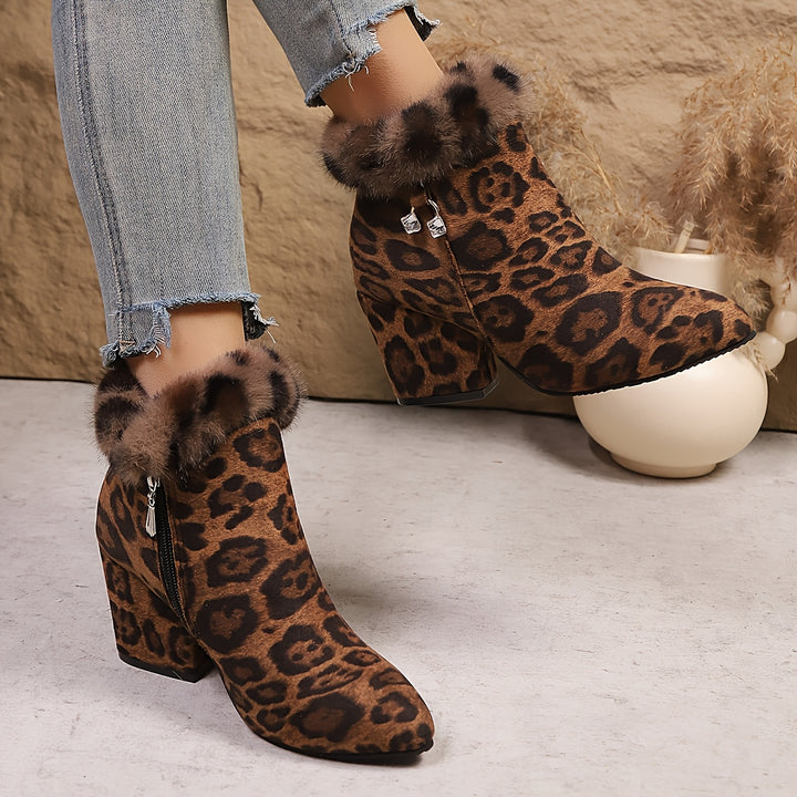 Katrina | Plush-Trimmed Heeled Ankle Boots