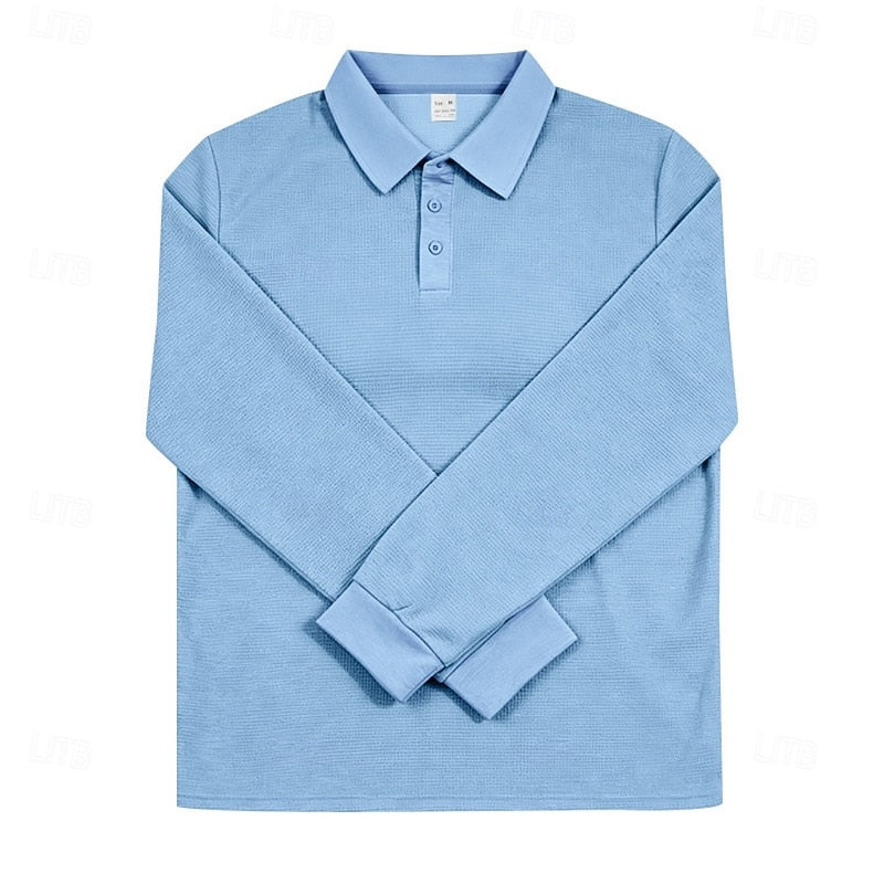 Damon | Textured Long-Sleeve Polo Shirt